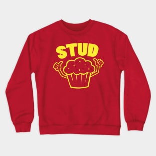 Retro Stud Muffin Thumbs Up Cartoon Costume Graphic Yellow Crewneck Sweatshirt